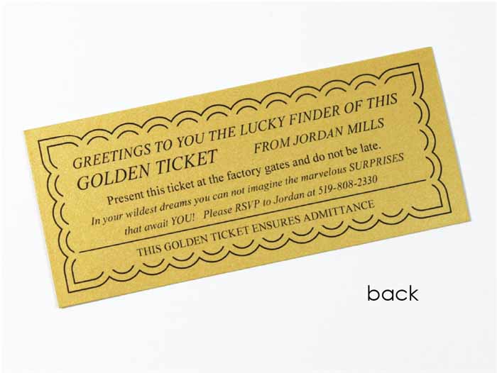 Willy Wonka Golden Ticket - GOLDENTICKET1 Willy Wonka Golden Tickets for Candy Bars Invitations GOLDENTICKET