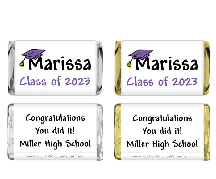 GRAD106 - Miniature Graduation Cap Candy Bar Wrapper Miniature Graduation Candy Bar Wrappers Candy Wrappers GRAD206