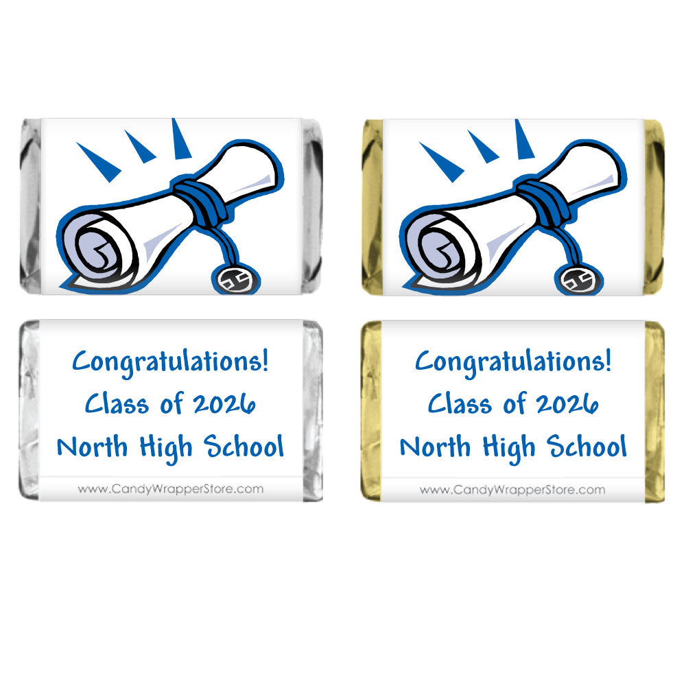 GRAD108 - Miniature Graduation Scroll Candy Bar Wrappers Miniature Graduation Scroll Candy Bar Wrappers Candy Wrappers GRAD208