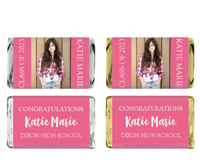 GRAD113 - Simple Solid Photo Graduation Miniature Wrapper Simple Solid Photo Graduation Miniature Wrapper with photo for Hershey's minis Candy Wrappers GRAD213