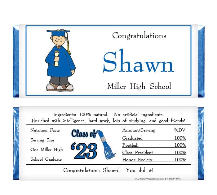 GRAD201 - Boy Graduation Candy Bar Wrappers 2014 Boy Graduation Candy Bar Wrappers Candy Wrappers GRAD201