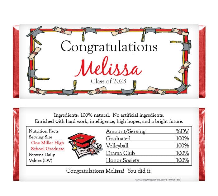 GRAD204 - Cap and Diploma Graduation Frame Candy Wrappers Cap and Diploma Graduation Frame Candy Wrappers Candy Wrappers GRAD204