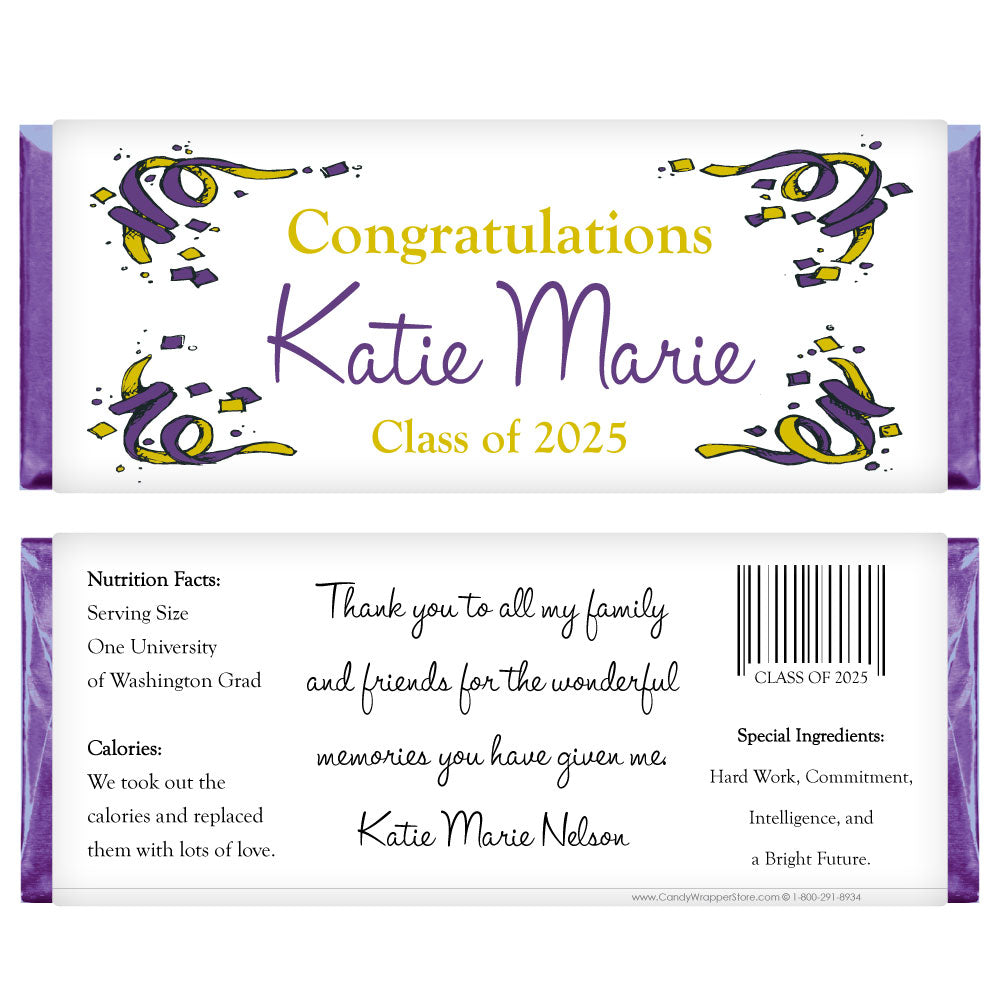 GRAD206 - Confetti Corners Graduation Candy Bar Wrappers Confetti Corners Graduation Candy Bar Wrappers Candy Wrappers GRAD206