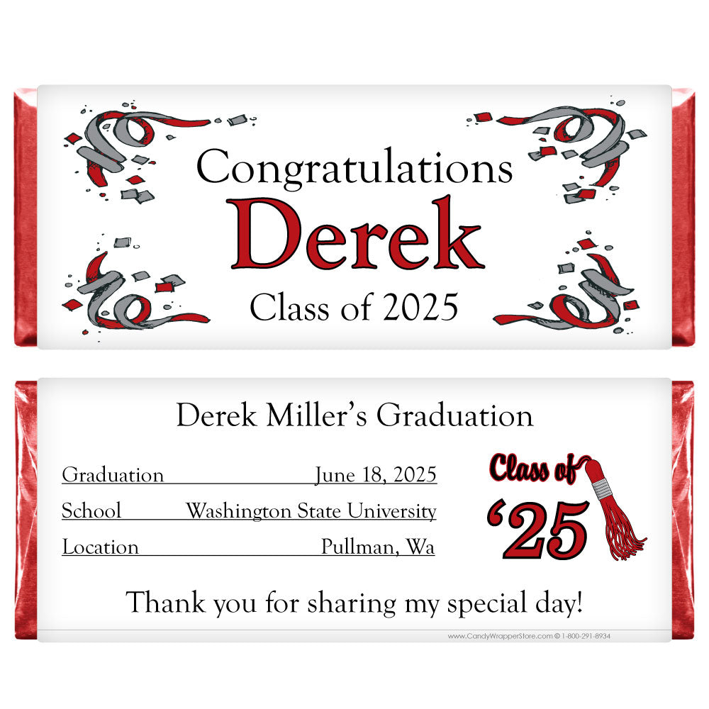 GRAD207 - Confetti Corners Graduation Candy Bar Wrappers Confetti Corners Graduation Candy Bar Wrappers Candy Wrappers GRAD207