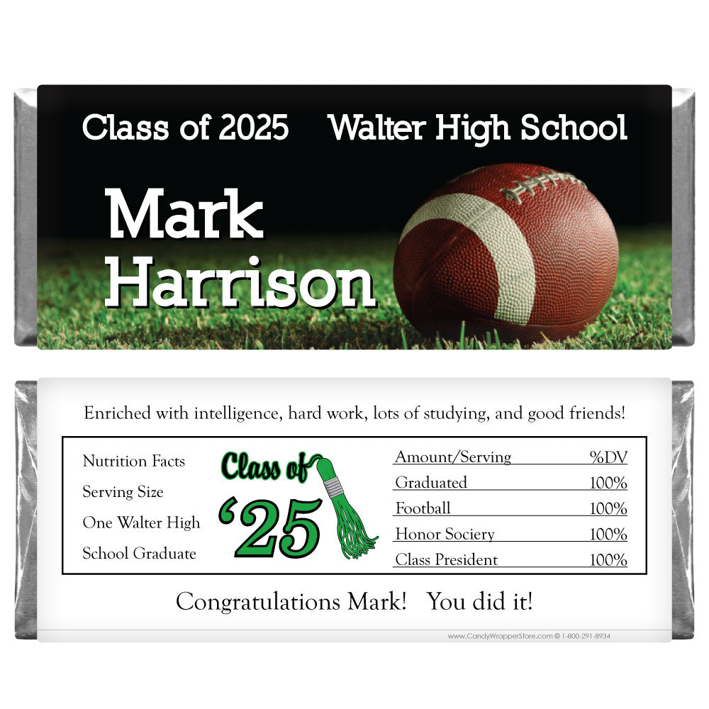 GRAD215 - Football Graduation Candy Bar Wrapper Football Graduation Candy Bar Wrapper Candy Wrappers GRAD215