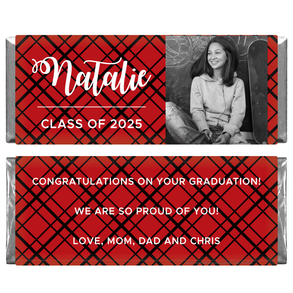 GRAD218photo - Plaid Grad 2023 Photo Candy Bar Wrapper Plaid Grad 2023 Photo Candy Bar Wrapper Candy Wrappers GRAD218