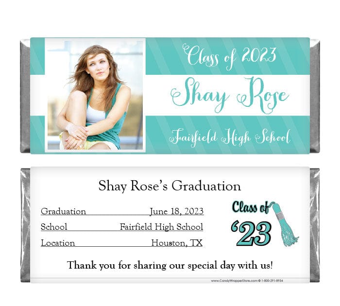 GRAD224photo - Graduation Trendy Stripes Photo Candy Bar Wrappers Graduation Trendy Stripes Photo Candy Bar Wrappers Candy Wrappers GRAD224