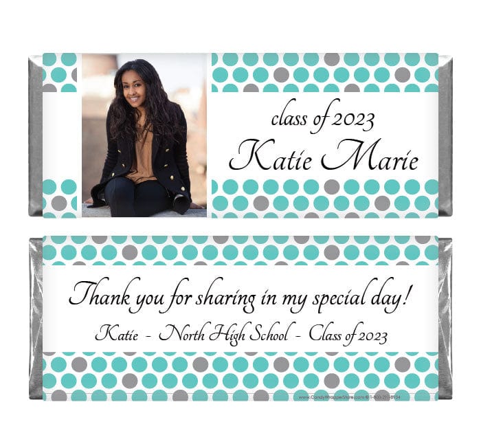 GRAD229photo - Graduation Polka Dots Photo Candy Bar Wrappers Graduation Polka Dots Photo Candy Bar Wrappers Candy Wrappers GRAD229