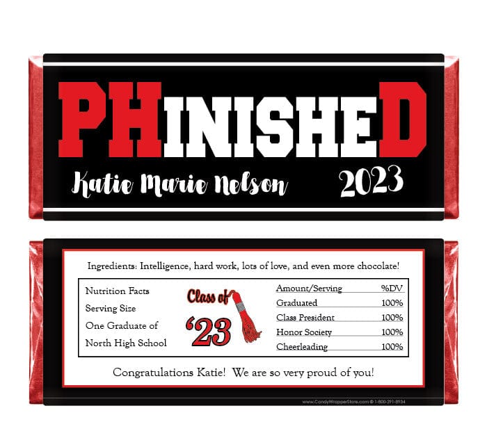 GRAD243 - PHD Graduation Candy Bar Wrappers PHD Graduation Candy Bar Wrappers Candy Wrappers GRAD243