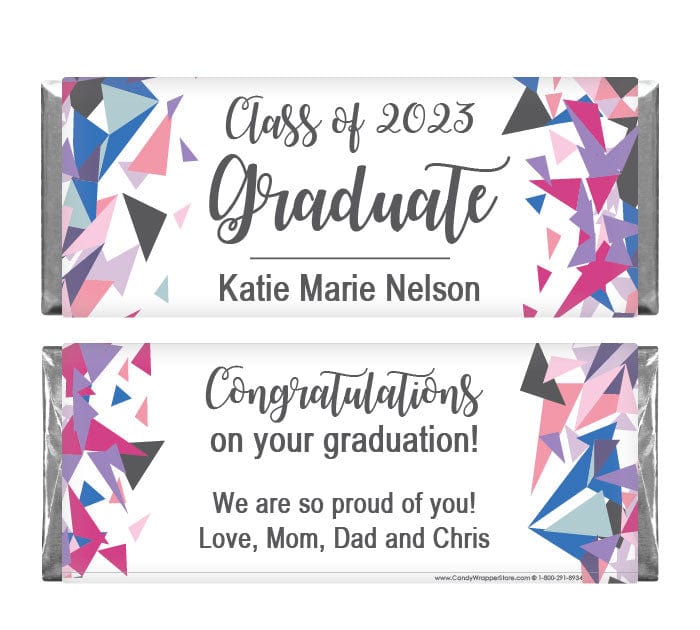 GRAD244 - Trendy Triangles Graduation Candy Bar Wrappers Trendy Triangles Graduation Candy Bar Wrappers Candy Wrappers GRAD244