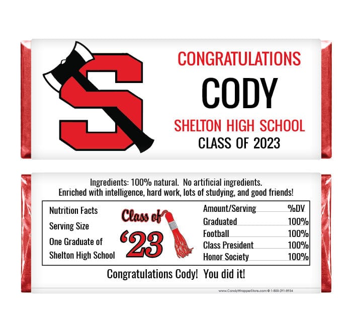 GRAD245 - Upload Your School Logo or Mascot Photo Graduation Candy Bar Wrappers Upload Your School Logo or Mascot Graduation Candy Bar Wrappers Candy Wrappers GRAD245