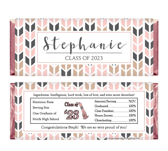 GRAD246 - Broken Chevron Graduation Candy Bar Wrappers Broken Chevron Graduation Candy Bar Wrappers Candy Wrappers GRAD246