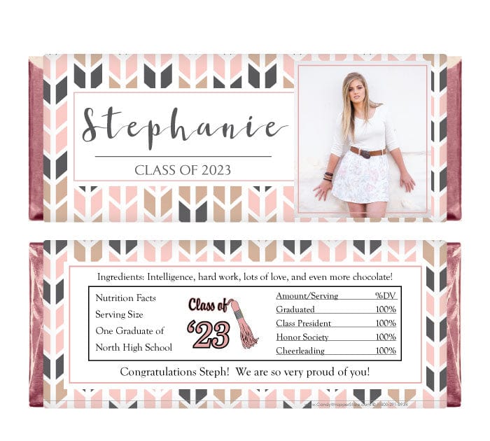 GRAD246photo - Broken Chevron Photo Graduation Candy Bar Wrappers Broken Chevron Photo Graduation Candy Bar Wrappers Candy Wrappers GRAD246