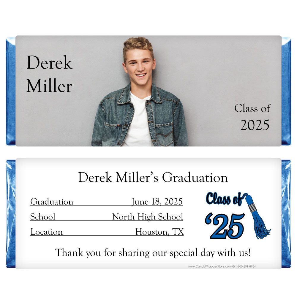 GRAD252photo - Minimalist Graduation Photo Candy Bar Wrapper Minimalist Class of 2023 Graduation Photo Candy Bar Wrapper Candy Wrappers GRAD252