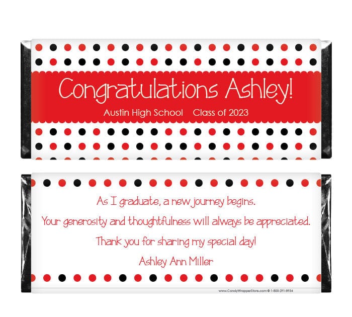 GRAD350 - Multi Dots Graduation Candy Bar Wrapper Multi Dots Graduation Candy Bar Wrapper Candy Wrappers GRAD350