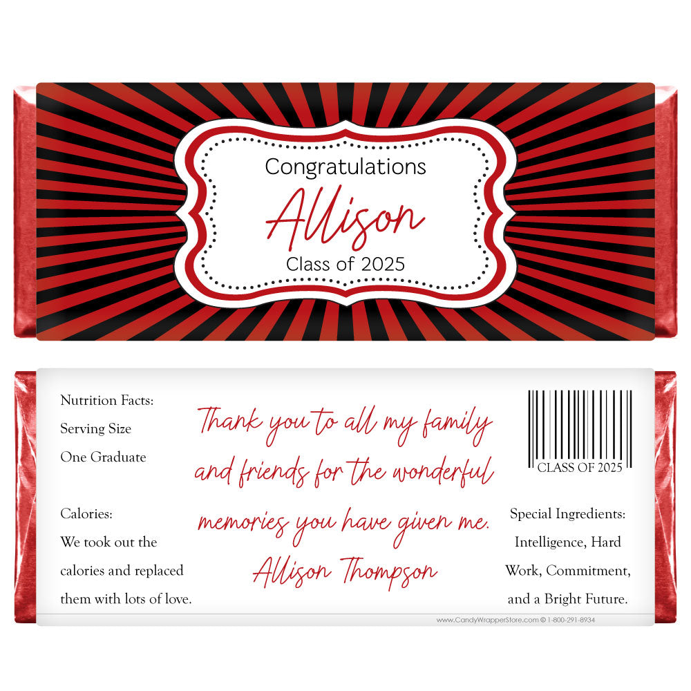 GRAD351 - Graduation Rays Candy Wrapper Graduation Rays Candy Wrapper Candy Wrappers Candy Wrapper Store