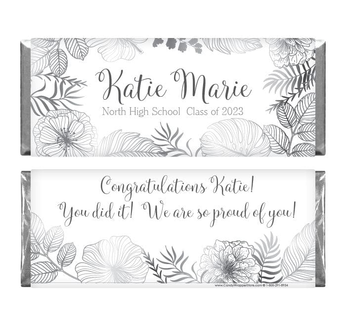 GRAD352 - Golden Floral Graduation Candy Bar Wrappers Golden Floral Class of 2023 Graduation Candy Bar Wrappers Candy Wrappers GRAD352