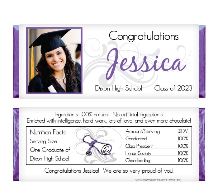 GRAD414 - Graduation Photo Scroll Candy Bar Wrappers Graduation Photo Scroll Candy Bar Wrappers Party Favors GRAD414