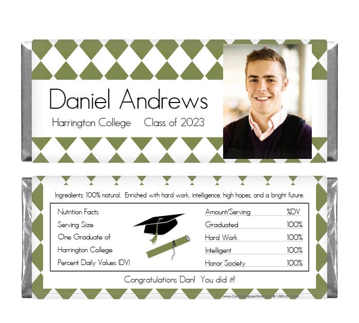 GRAD415 - Graduation Photo Diamond Pattern Candy Bar Wrapper Graduation Photo Diamond Pattern Candy Bar Wrapper Party Favors GRAD415