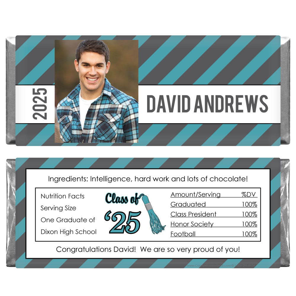 GRAD417 - Graduation Slanting Stripes Photo Wrapper Graduation Slanting Stripes Photo Wrapper Party Favors Candy Wrapper Store