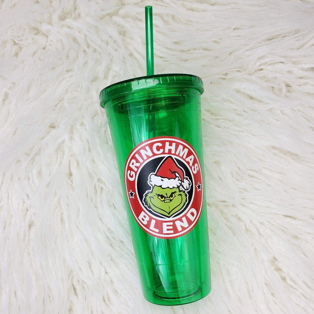 Grinchmas blend green tumbler with grinch decal - double wall high grade acrylic tumbler - 20 oz tumbler Grinchmas blend green tumbler with Grinch decal Mugs Shelton Shirts