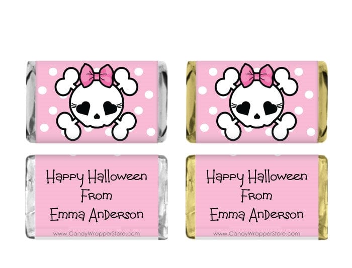Miniature Girly Pink Scull Halloween Wrapper - HAL108 Miniature Girly Scull Halloween Wrapper Party Supplies HAL208