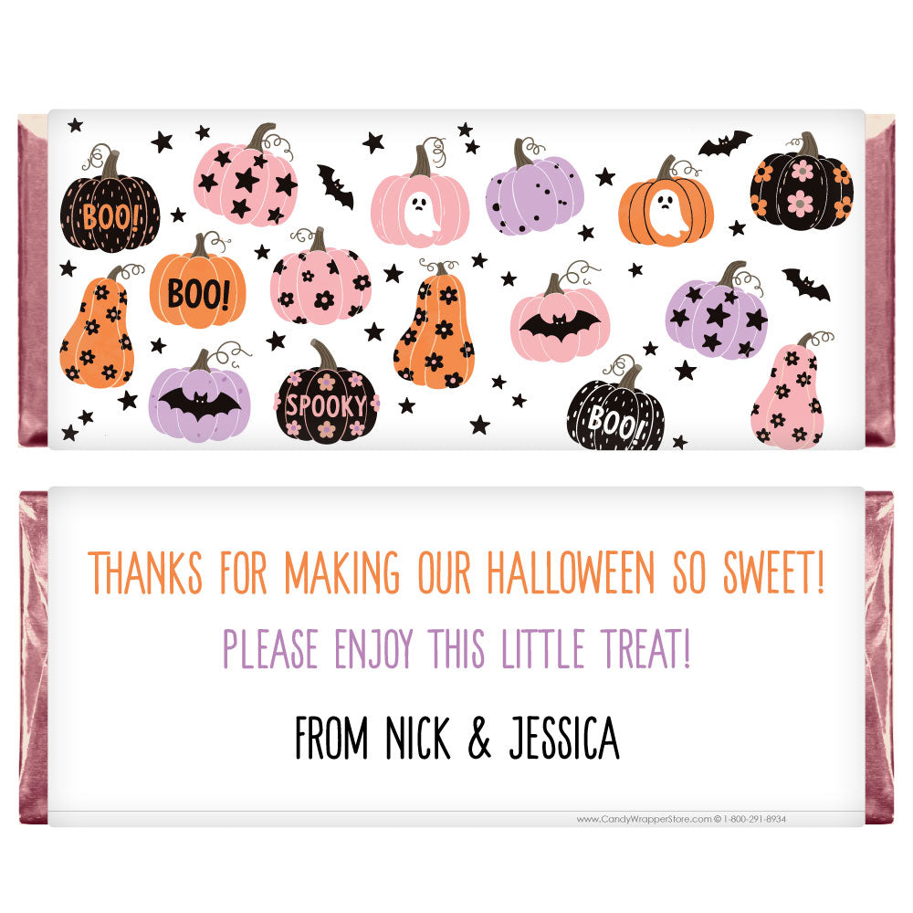HAL209 - Spooky Black Pumpkins Halloween Wrapper Spooky Black Pumpkins Halloween Candy Bar Wrapper Party Supplies HAL209