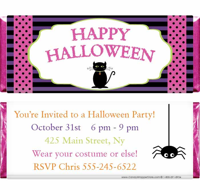 HAL214 - Black Cat Halloween Regular Size Wrapper Black Cat Halloween Regular Size Wrapper Party Supplies HAL214