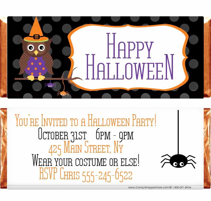 HAL216 - Polka Dot Owl Halloween Regular Size Wrapper Polka Dot Owl Halloween Regular Size Wrapper Party Supplies HAL216