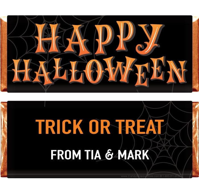 HAL227 - Happy Halloween Spiderwebs Candy Bar Wrapper Happy Halloween Spiderwebs Candy Bar Wrapper Party Supplies HAL227