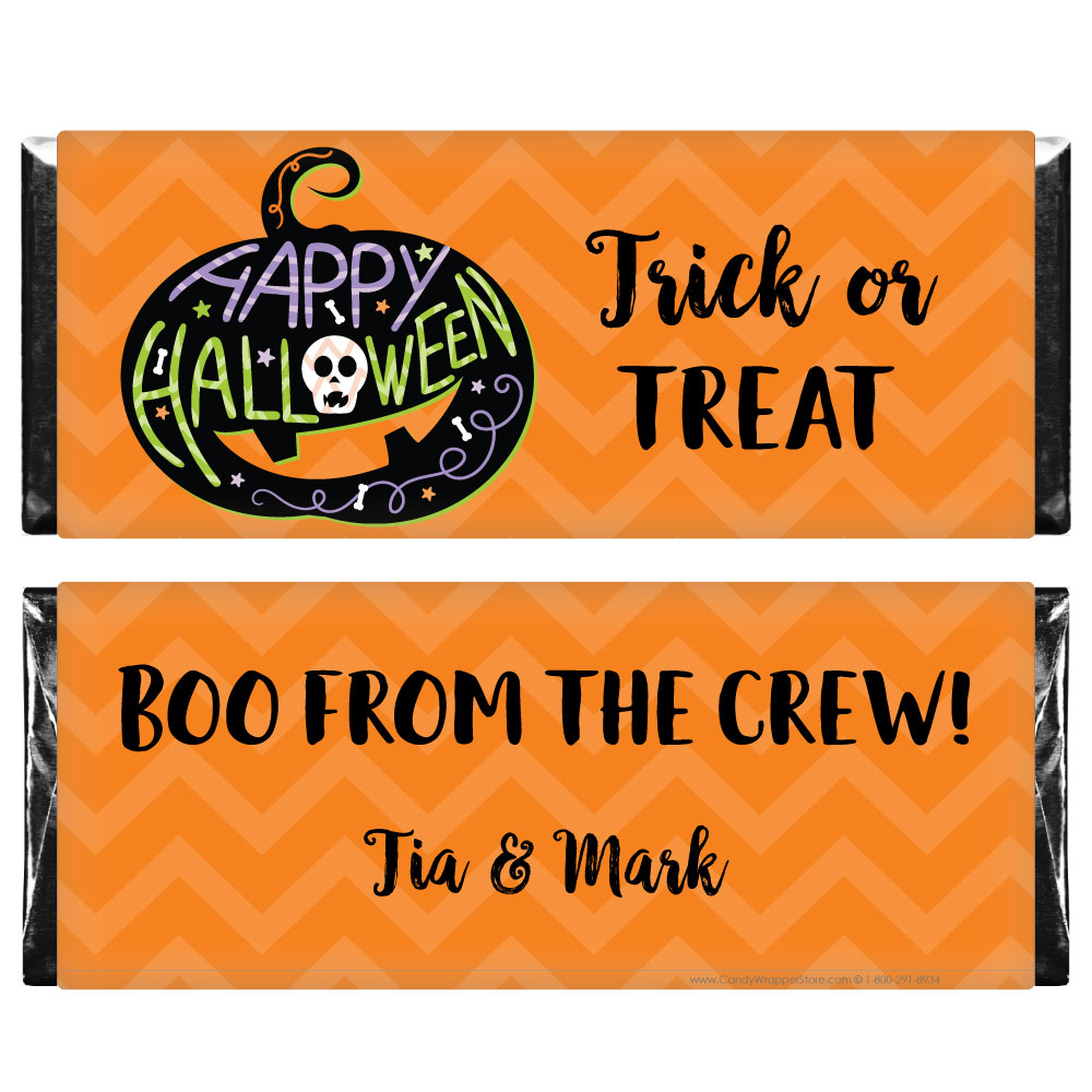 HAL231 - Happy Halloween Cute Pumpkin Candy Bar Wrapper Happy Halloween Witches Hat Candy Bar Wrapper Party Supplies HAL231