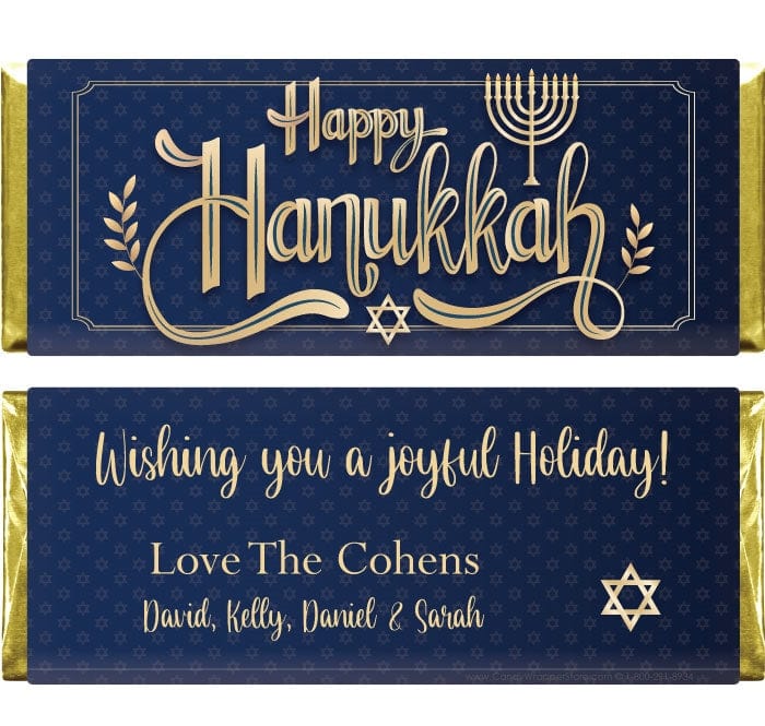 HAN203 - Happy Hanukkah Hersheys Candy Bar Wrappers Happy Hanukkah Hershey's Milk Chocolate Candy Bar Wrappers Candy Wrapper Store