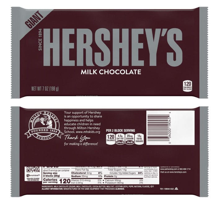 Hershey's GIANT 7 oz Chocolate Candy Bar Wrappers Jumbo 5 oz Birthday Candy Bar Wrappers Party Favors jumbohersheys