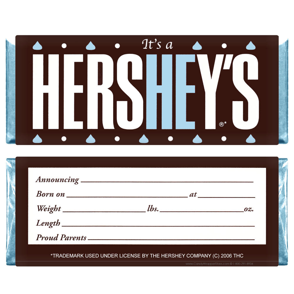 HeWraps - set of 36 - Baby Boy Hersheys Candy Bar Wrappers Baby Boy Hersheys Candy Bar Wrappers Birth Announcement shewraps hewraps