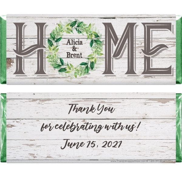 HOUSE208 - HOME with wreath Housewarming Candy Bar Wrapper HOME with wreath Housewarming Candy Bar Wrapper Party Supplies Candy Wrapper Store