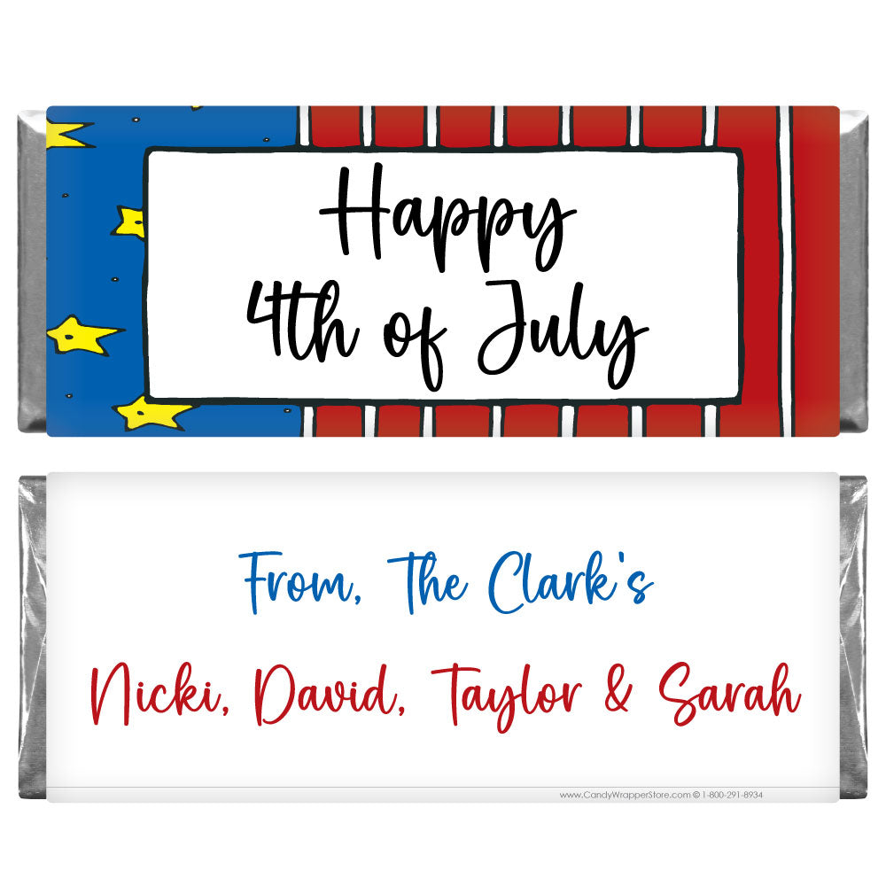 IND202 - 4th of July Flag Candy Bar Wrapper 4th of July Flag Hershey's 1.55oz Candy Bar Wrappers Candy Wrapper Store