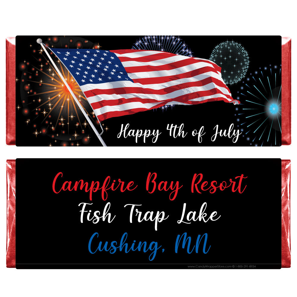 IND205 - 4th of July Fireworks and Flag Candy Wrapper 4th of July Fireworks and Flag Candy Wrapper Candy Wrapper Store
