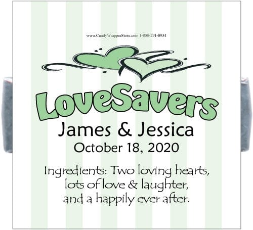 LW1Green - Green Stripe Wedding Lovesavers Wrappers LW1Green - LW1Green - Green Stripe Wedding Lovesavers Wrappers Lifesavers Wrapper Candy Wrapper Store