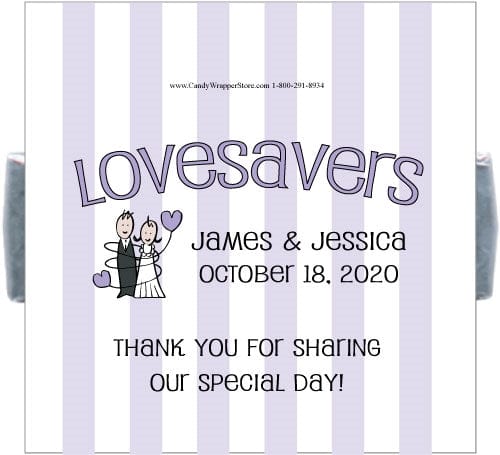 LW8Lavender - Lavender Stripe Bride and Groom Lovesavers Wrapper LW8Lavender - LW8Lavender - Lavender Stripe Bride and Groom Lovesavers Wrapper Lifesavers Wrapper Candy Wrapper Store