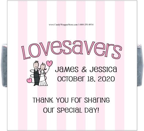 LW8Pink - Pink Stripe Bride and Groom Lovesavers Wrapper LW8Pink - LW8Pink - Pink Stripe Bride and Groom Lovesavers Wrapper Lifesavers Wrapper Candy Wrapper Store