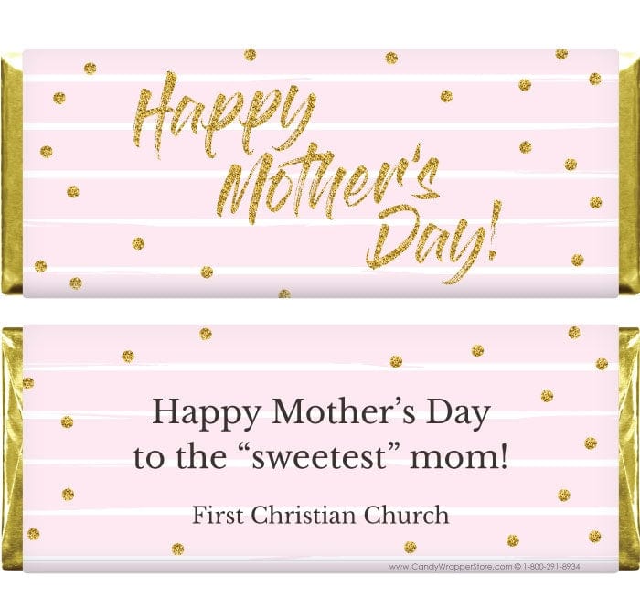 MD203 - Mother's Day Glitter Dots and Stripes Candy Wrappers Mother's Day Glitter Dots and Stripes Candy Wrappers md203