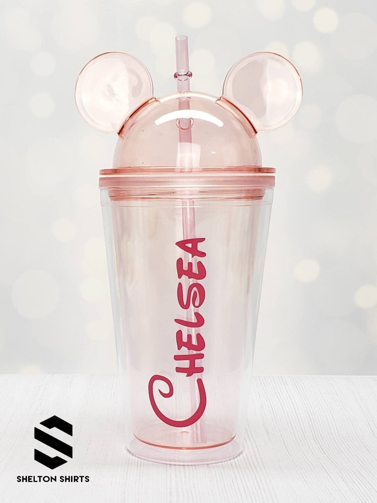 Mickey Mouse Ears Tumbler with Personalized Name Decal - Double Wall high grade 16 oz acrylic tumbler with colored straw Mugs Candy Wrapper Store