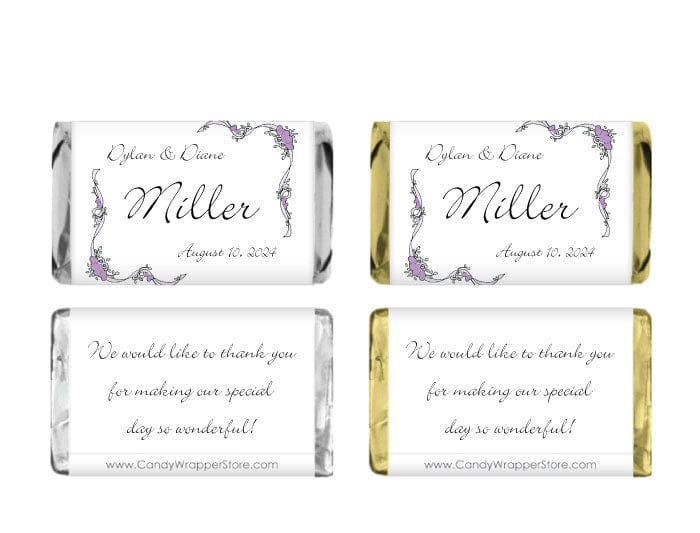 MINI112 - Miniature Ribbon and Flowers Candy Wrapper Miniature Wedding Candy Bar Wrappers Miniature Size Wrapper Candy Wrapper Store