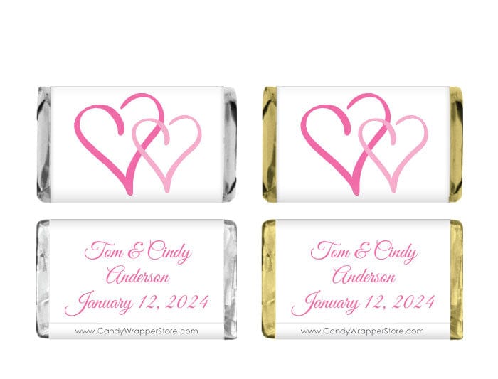MINI131 - Miniature Two Tone Hearts Candy Wrapper Miniature Wedding Candy Bar Wrappers Miniature Size Wrapper Candy Wrapper Store
