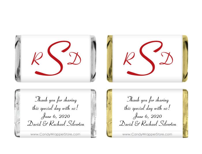 MINI141 - Monogram Miniature Wedding Wrapper Monogram Miniature Wedding Candy Bar Wrappers Miniature Size Wrapper Candy Wrapper Store