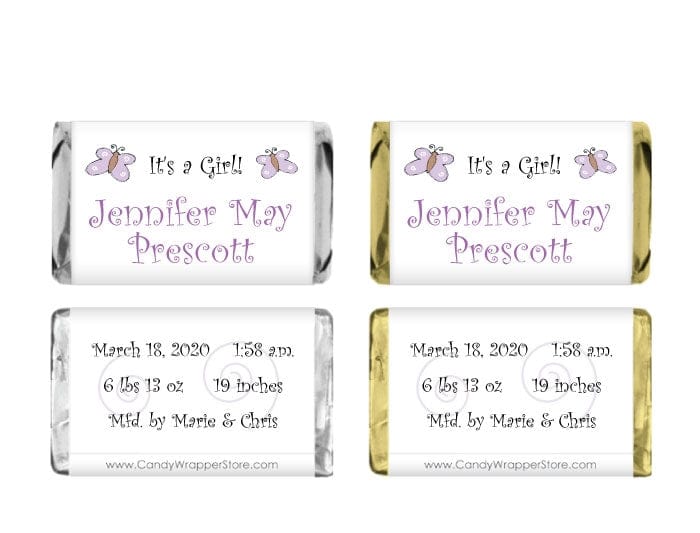 MINI205G Miniature Girl Birth Announcement Candy Bar Wrappers BAG205