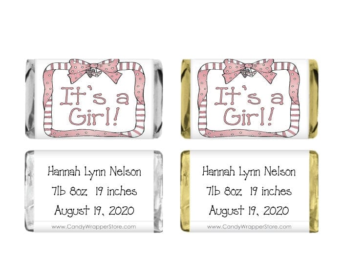 MINI206G Miniature Girl Birth Announcement Candy Bar Wrappers BAG206