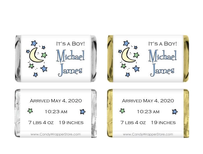 MINI207B - Miniature Moon and Stars Its a Boy Wrapper Miniature Moon and Stars Its a Boy Wrapper BAG207