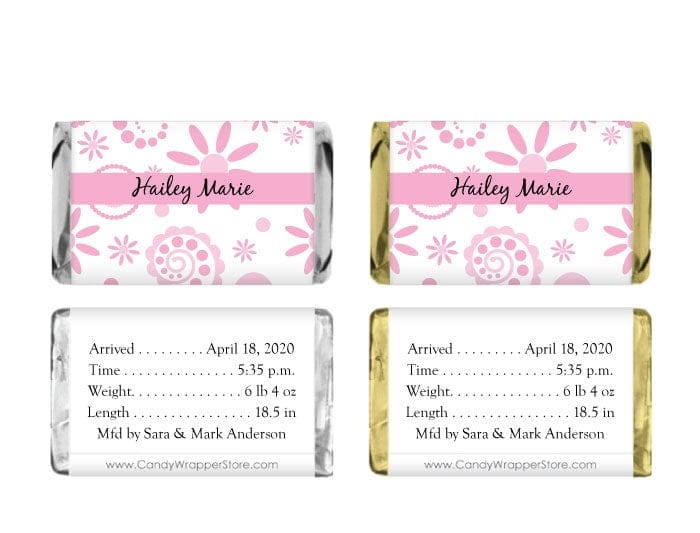 MINI215G - Miniature Trendy Pink Its a Girl Wrappers Miniature Trendy Pink Its a Girl Wrappers BAG215