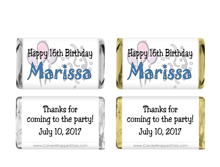 MINI303 Miniature Birthday Balloons Candy Bar Wrappers Party Favors Candy Wrapper Store